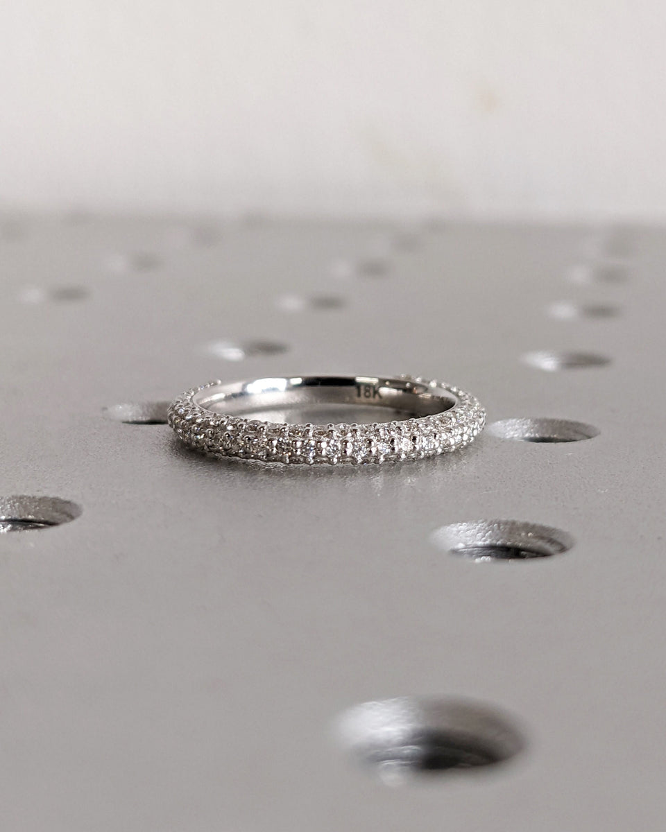 Micro Pave Diamond Wedding Band Half Eternity Ring Gold Ring Stacking ...