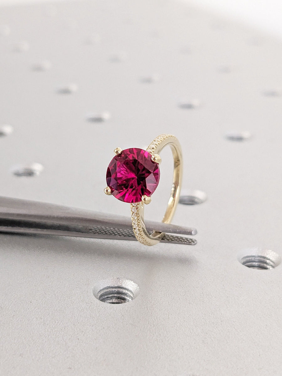 Vintage Round cut Ruby Engagement Ring | 14K Yellow Gold Ruby Ring, Ca ...