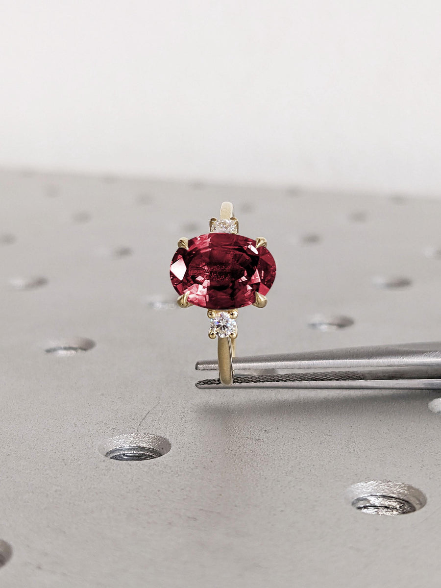 14k Gold Ruby Engagement Ring | Ruby and Diamond Ring | Birthstone Rin ...
