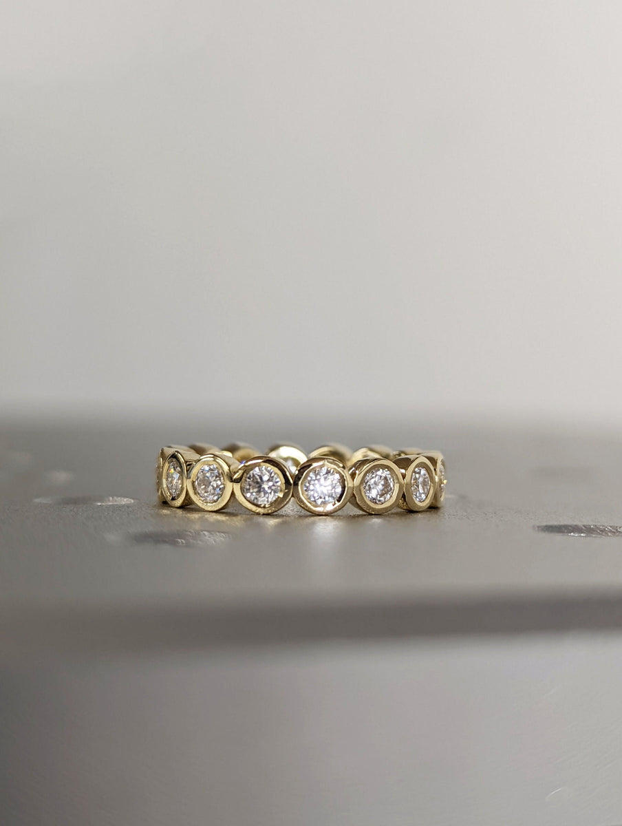 14k 18k Gold Full Lab Diamond Eternity Ring, Stackable Ring Wedding Ba ...