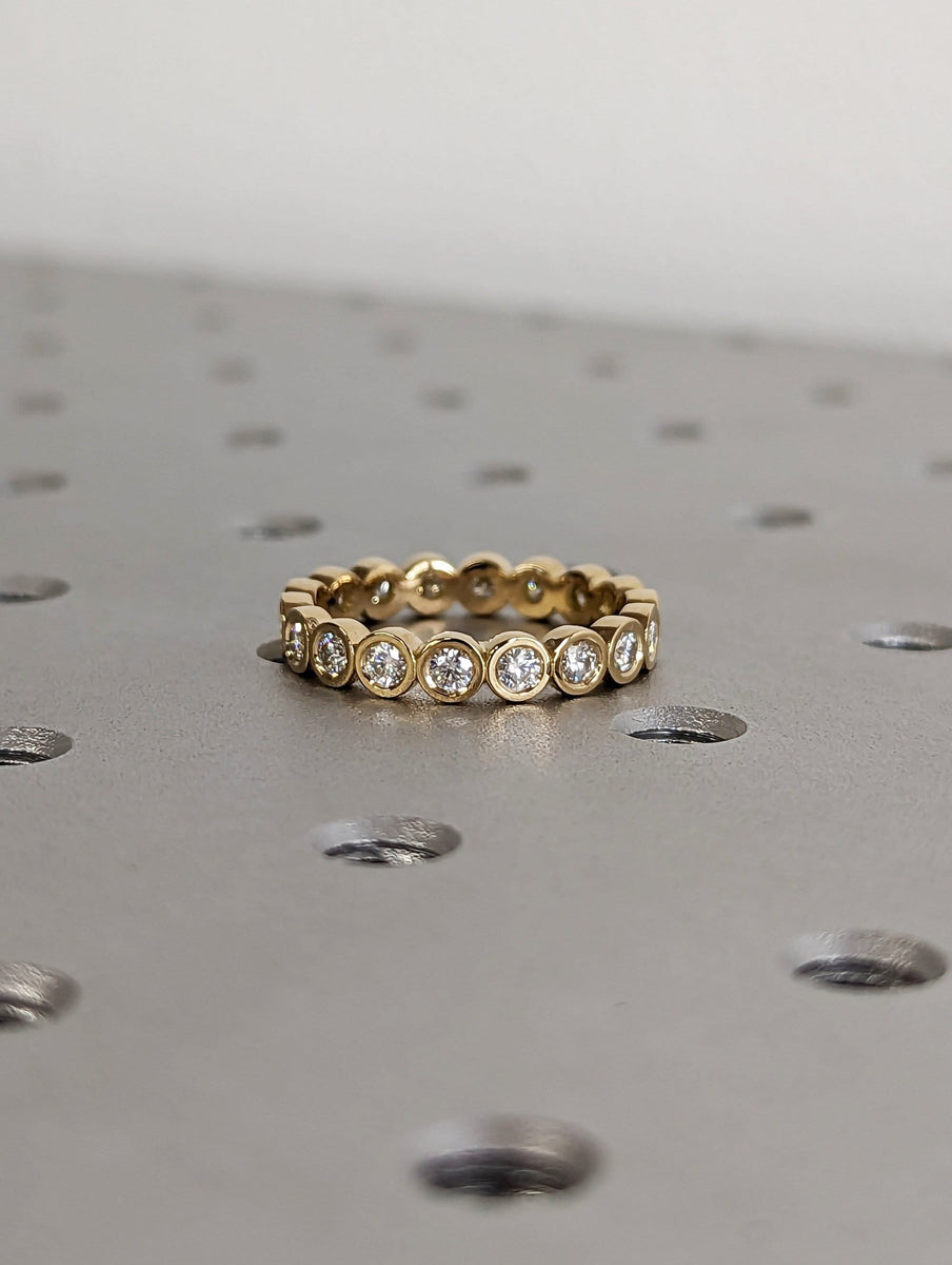 14k 18k Gold Full Diamond Moissanite Eternity Ring, Stackable Ring Wed ...