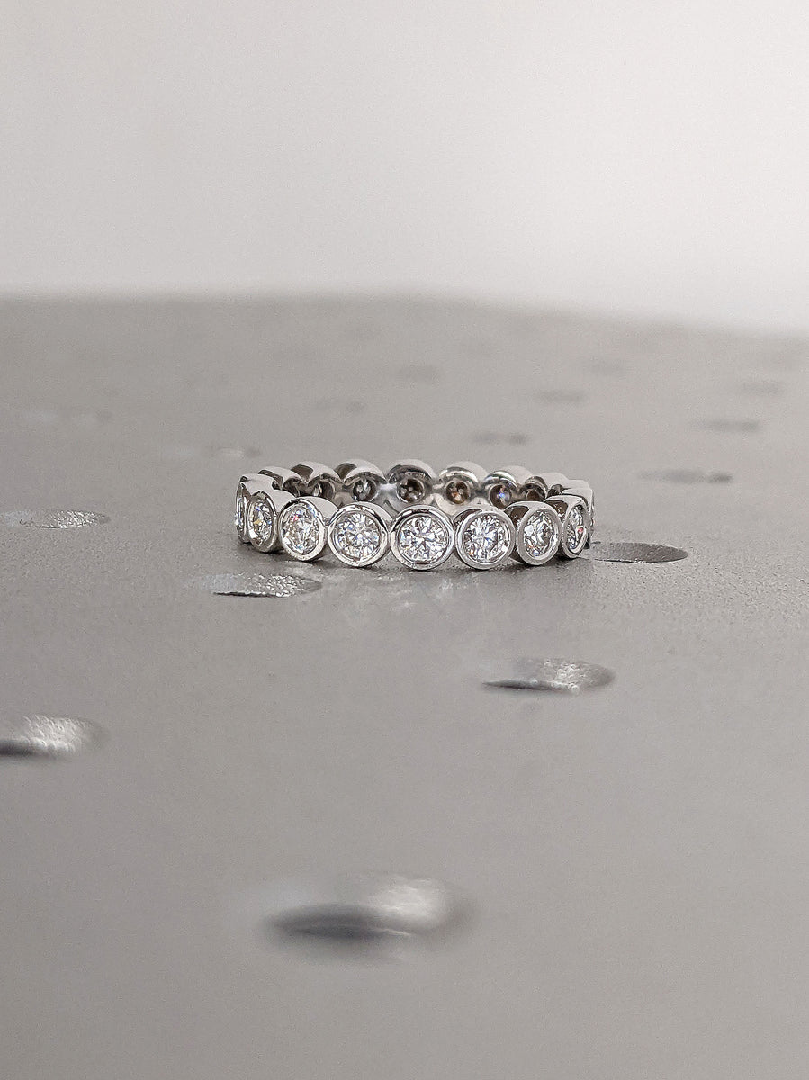 Round cut Moissanite Full Eternity Wedding Band for Her | 14K 18K Whit ...