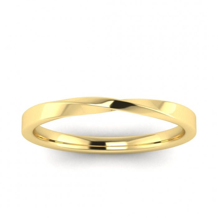 14k yellow gold ciana twisted wedding ring 2mm, Twisted band, Thin band, Twist ring, Unique design, 14K Yellow Gold, Wedding Band