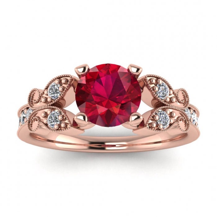 Balance for order 3421132884- Custom for Matt - 14K rose gold - 7US - 1ct Pear Lab Ruby (5.7x8mm) Lab side diamonds