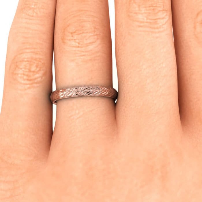 Antique Wedding Ring, Unisex 14K Gold Band, Vintage Wedding Ring, Pattern Band, Engraved Ring, Floral Band, Victorian 18k Rose Gold Ring image #4