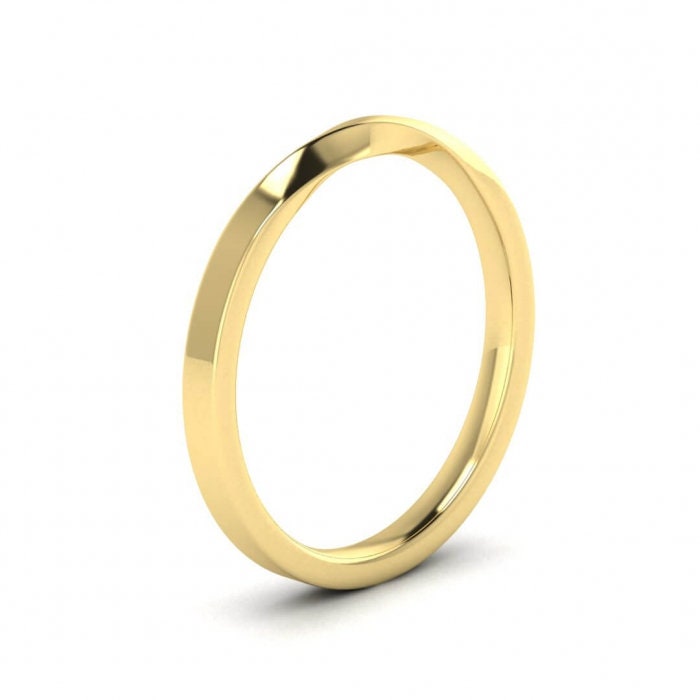 14k yellow gold ciana twisted wedding ring 2mm, Twisted band, Thin band, Twist ring, Unique design, 14K Yellow Gold, Wedding Band