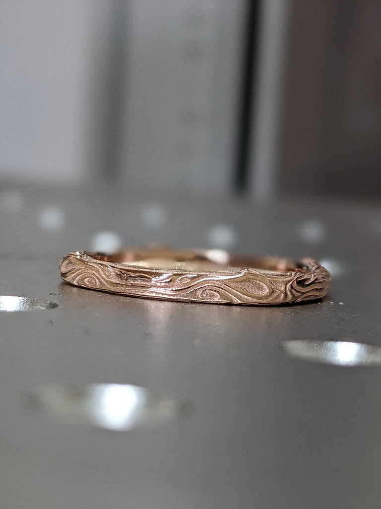 14k Gold Thin Twig Wedding Band, Gold Twig Ring, 14k Gold Twig Nature Band, Rose Gold Twig Ring, 14k Gold Twig Ring, Thin Twig Band