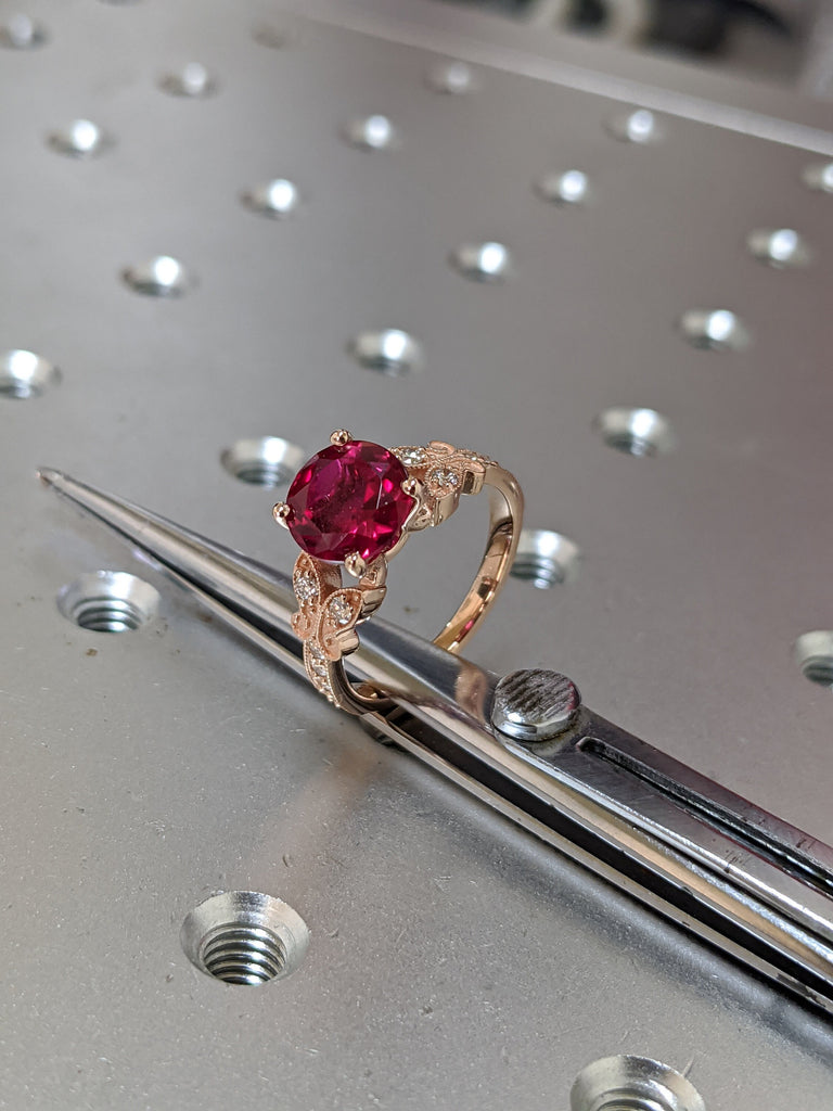 Butterfly ruby and diamond Rose Gold engagement ring vintage inspired engagement rings, Butterfly Ring, Ruby Engagement Ring