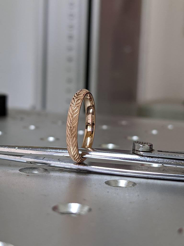 Antique Wedding Ring, Unisex 14K Gold Band, Vintage Wedding Ring, Pattern Band, Engraved Ring, Floral Band, Victorian 18k Rose Gold Ring image #1