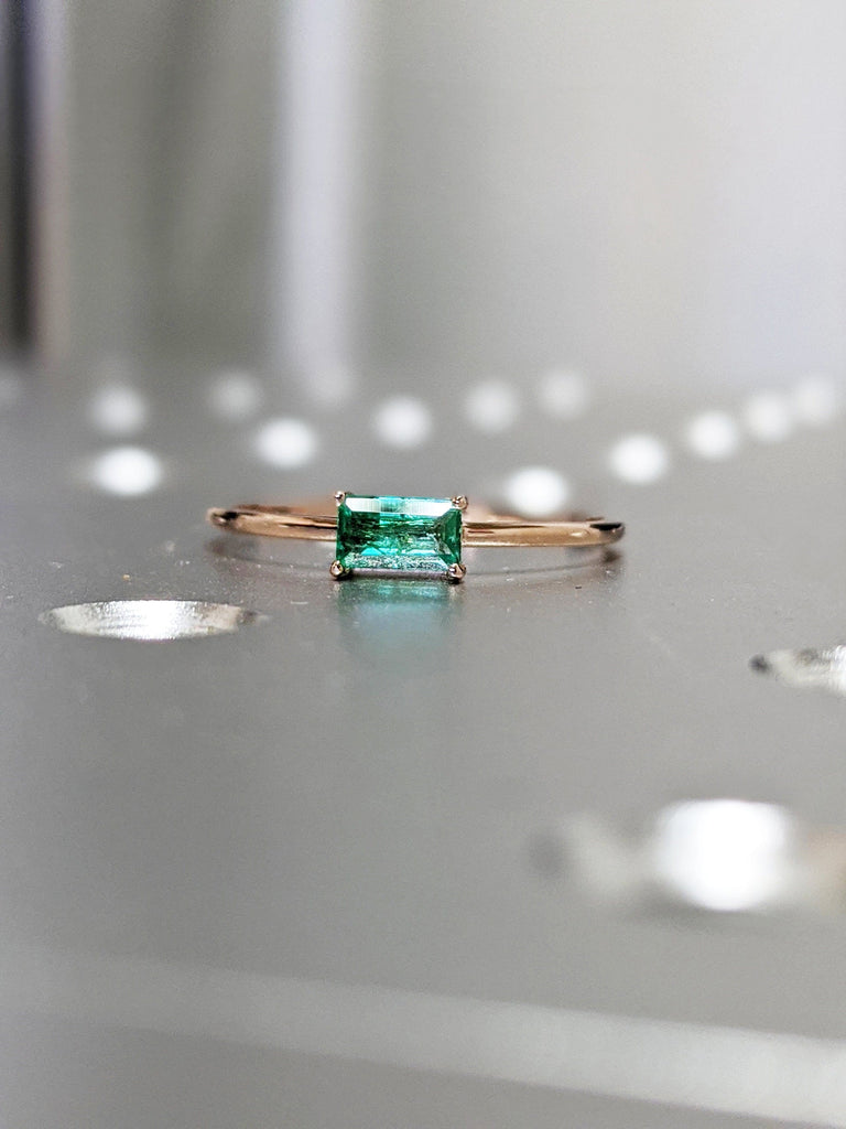 Custom for Moritz - 14K yellow gold, 6.5US -5mm X 3mm Emerald cut Pink Tourmaline