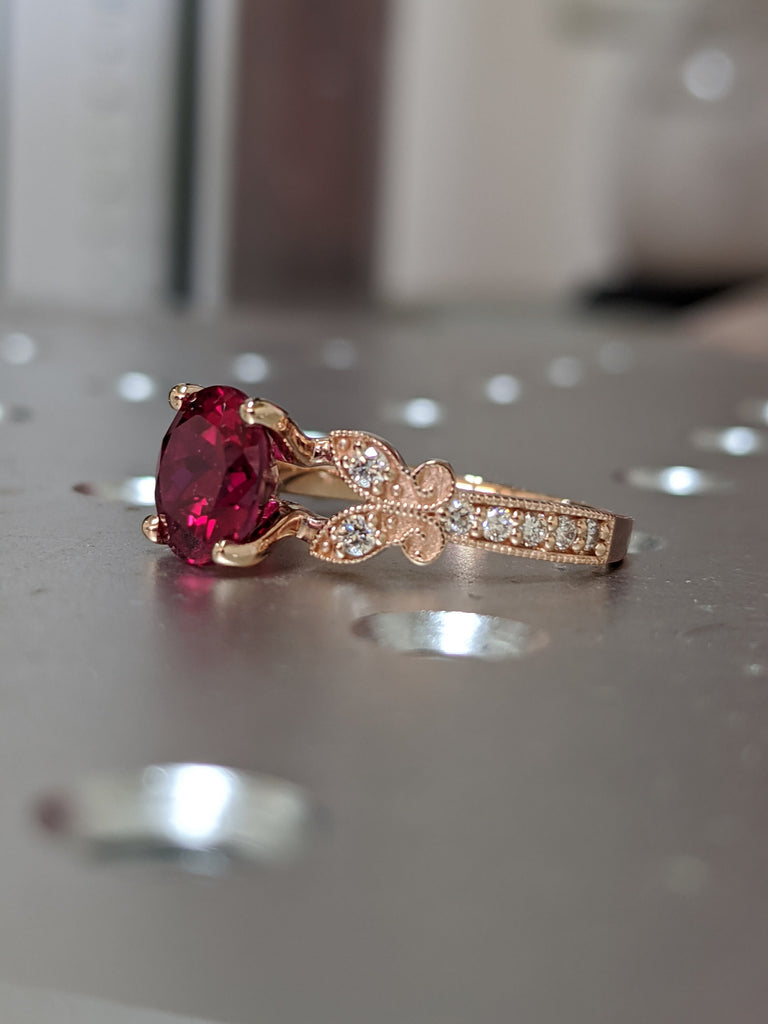 Butterfly ruby and diamond Rose Gold engagement ring vintage inspired engagement rings, Butterfly Ring, Ruby Engagement Ring