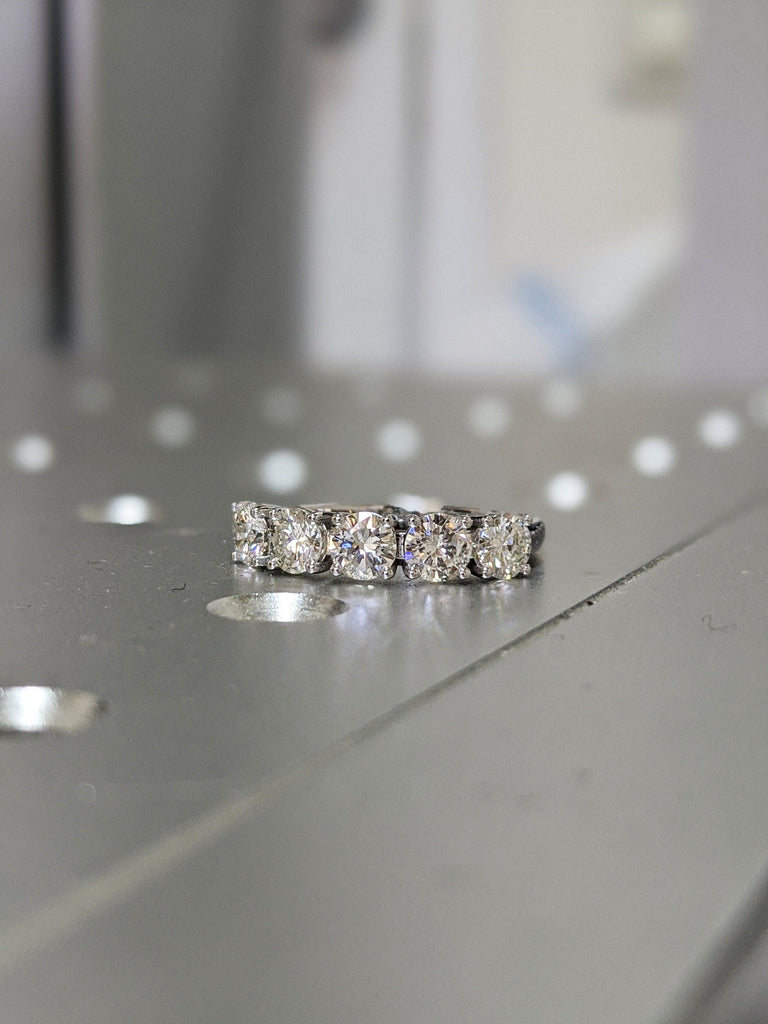 1 Carat 5 Stone Lab Diamond Anniversary Ring Band 14K White Gold, Anniversary Gift For Her, 5 year anniversary gift, half eternity band