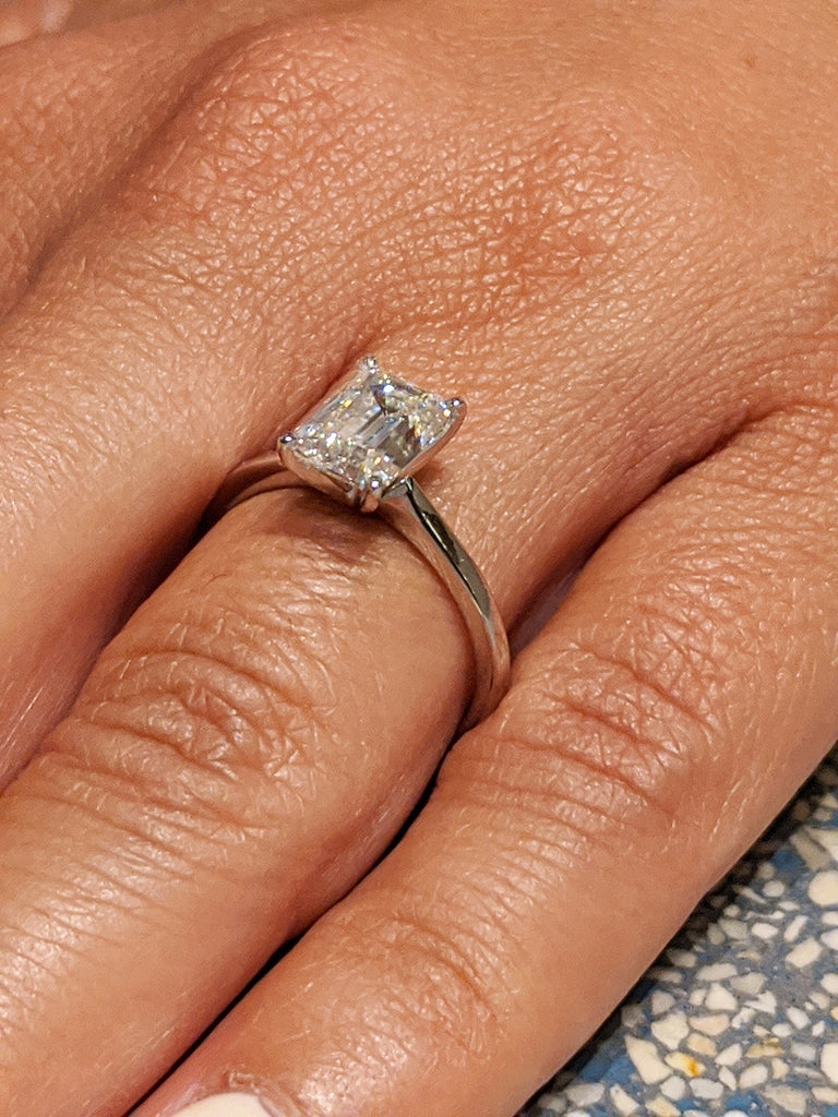 Emerald Cut Lab Diamond Engagement Ring, Emerald Cut Engagement Ring, Emerald Cut Solitaire, 1ct/2ct Emerald Cut, Solitaire Engagement Ring