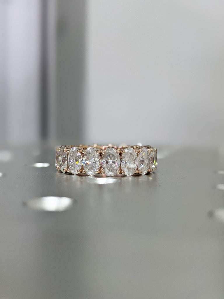 7 ctw Oval Cut Full Eternity Ring Wedding Band, Engagement Ring, Moissanite Anniversary Ring Gift , Bridal Ring, Stacking Rose Gold Ring