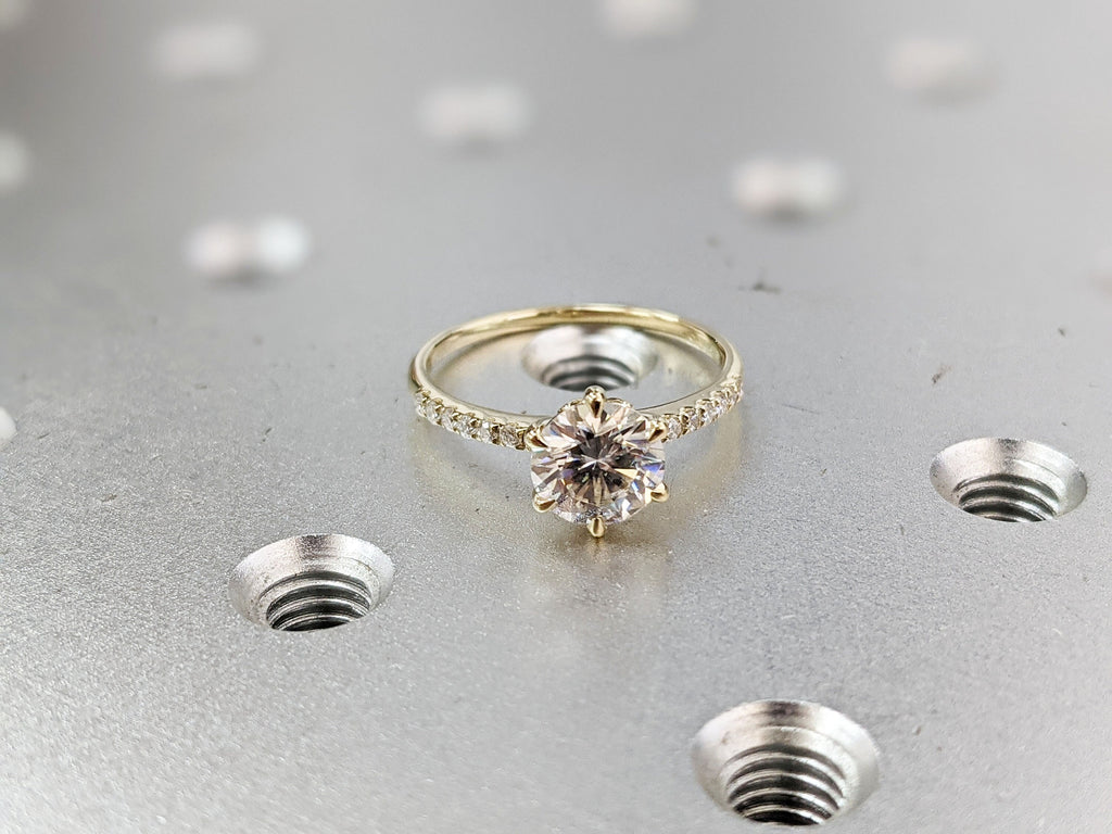 14K Solid Gold Rings/ 1CT Round Moissanite Engagement Ring/ Stacking Rings/ Promise Ring/ Moissanite Ring/ White Gold Ring For Women
