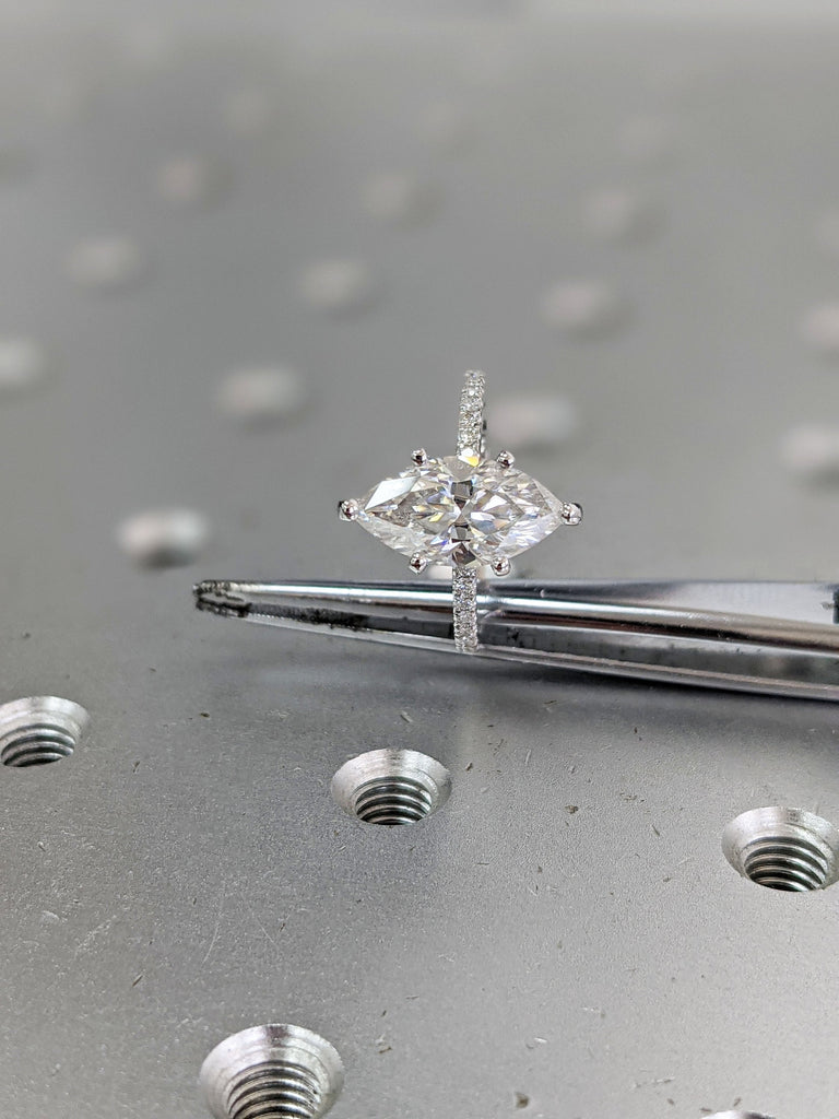 2 CT Marquise Cut Moissanite White Gold Engagement Ring | Unique Moissanite Ring | Promise Ring | Diamond Eternity Delicate Ring