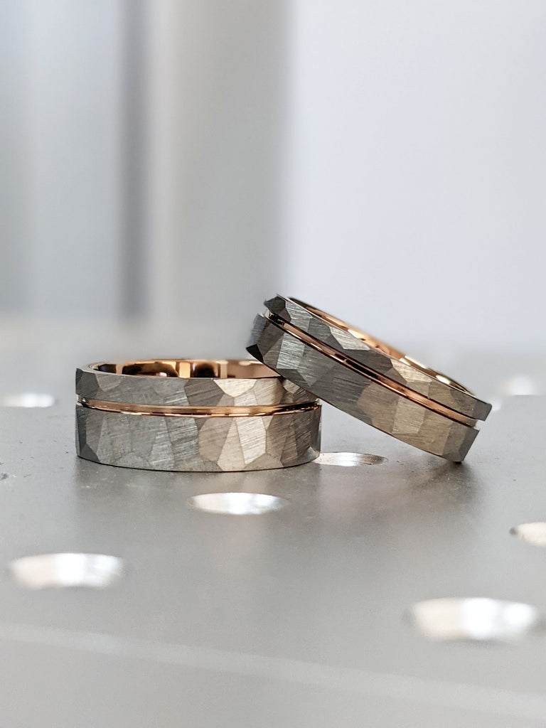 Rose Gold Couples Ring | Unisex Tungsten Ring | 6MM Wedding Band | 8MM Mens Ring | His & Hers Ring Set
