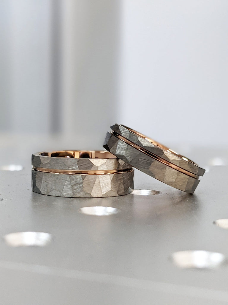Rose Gold Couples Ring | Unisex Tungsten Ring | 6MM Wedding Band | 8MM Mens Ring | His & Hers Ring Set