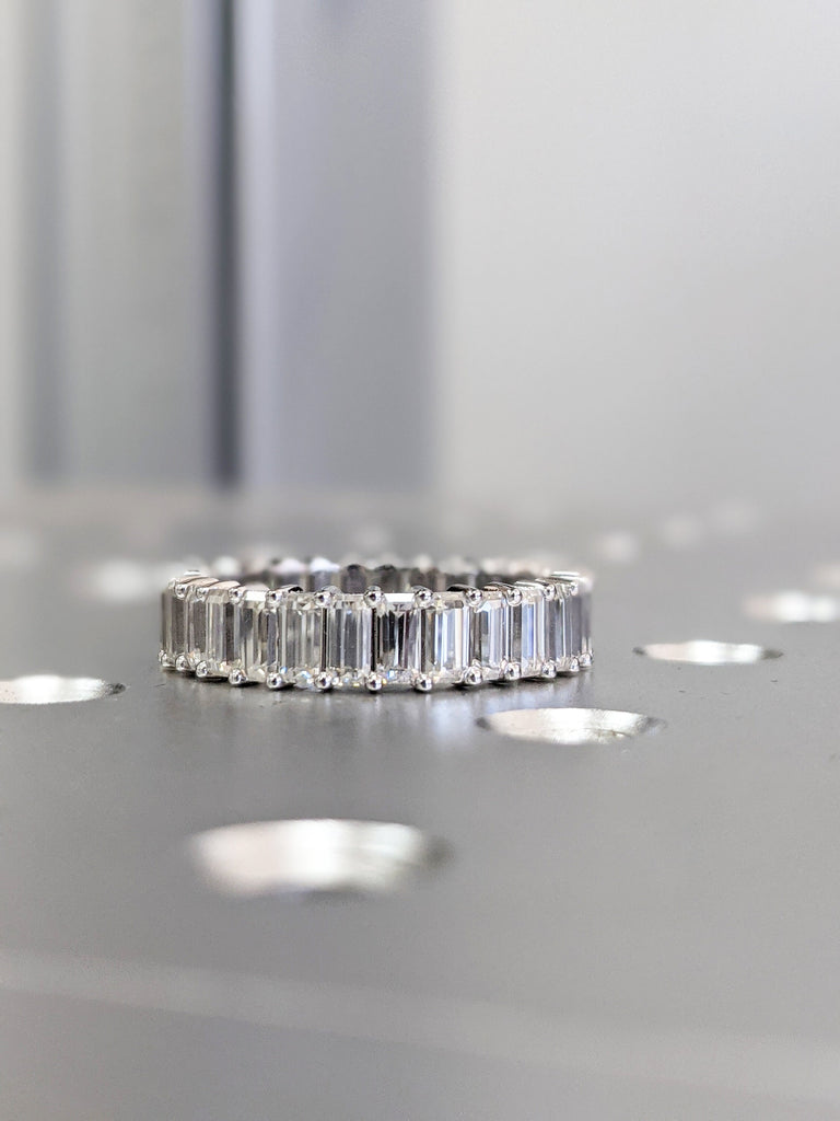 Petite Emerald Cut Lab Diamond Eternity Band, 18k gold, Lab Diamond band, Eternity Ring, Diamond Ring, Emerald Lab Grown Diamond