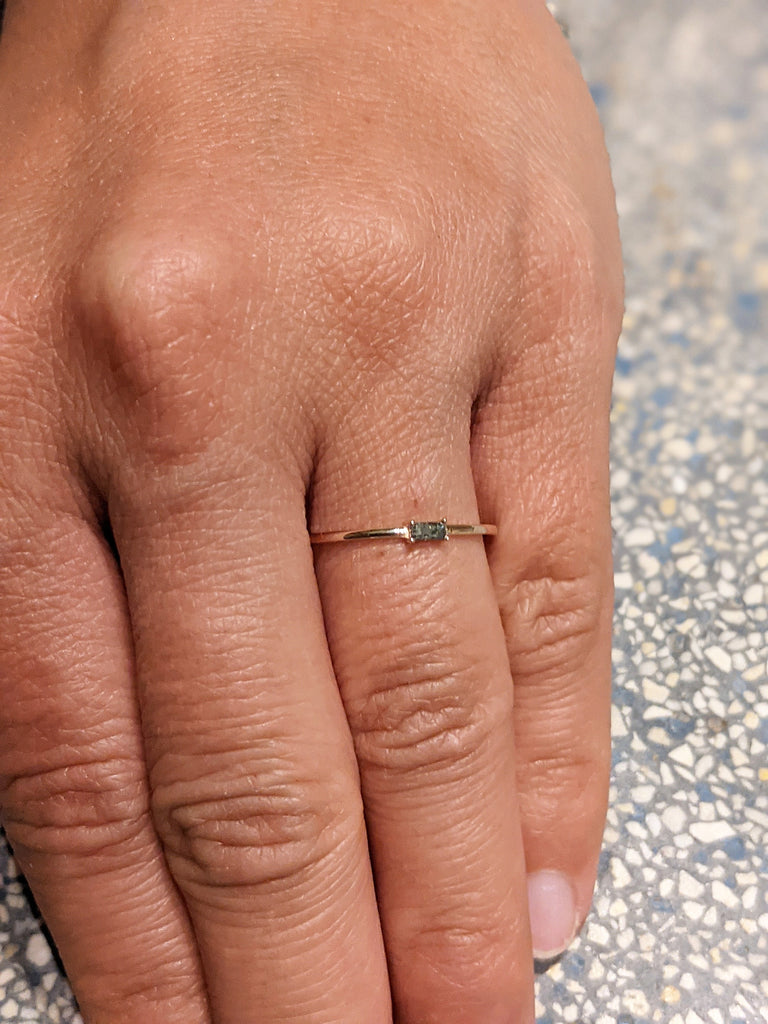 Black Diamond Stackable Ring / Minimalist Ring / Stacking Ring / SOLID Rose Gold Ring / Dark Salt And Pepper Diamond / Black Diamond Ring