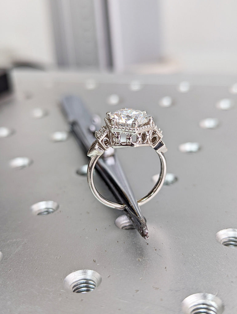 Vintage moissanite engagement ring 14k white gold diamond Art deco wedding ring diamond Vintage Filigree Ring engagement anniversary promise image #7
