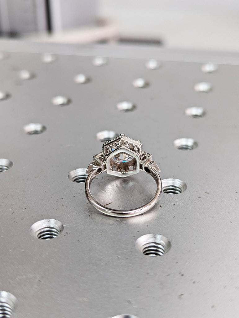 Vintage moissanite engagement ring 14k white gold diamond Art deco wedding ring diamond Vintage Filigree Ring engagement anniversary promise image #4