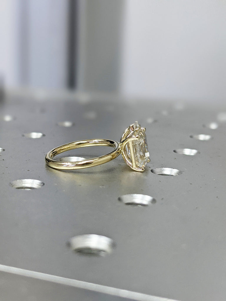 2.5 Carat Double Stone Engagement Ring Pear Cut and Emerald Cut Lab Diamond Two Stone Wedding Ring 14K White Yellow Rose Gold image #7