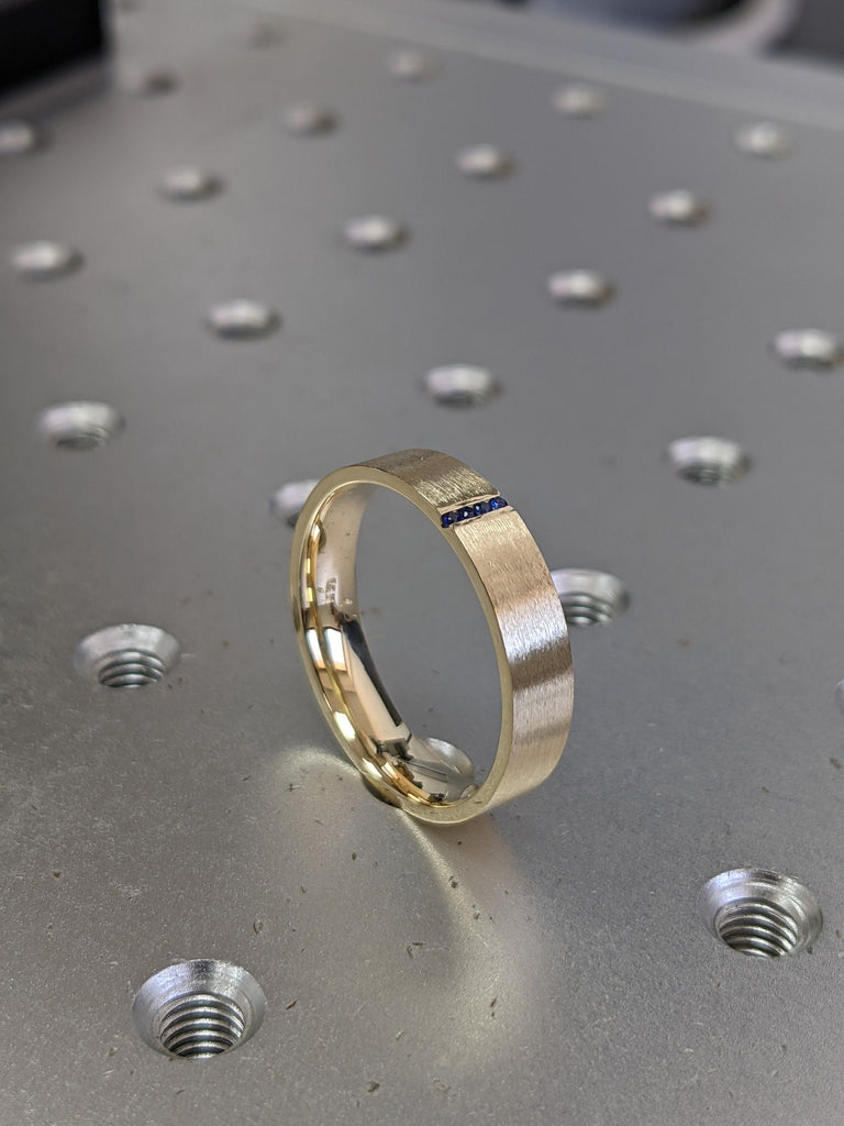 Gold Men's Sapphire Ring - Sapphire Ring Men - Sapphire Wedding Band - 5mm Band With Sapphires - Unique Mens Band - 14k Gold - Ring For Men