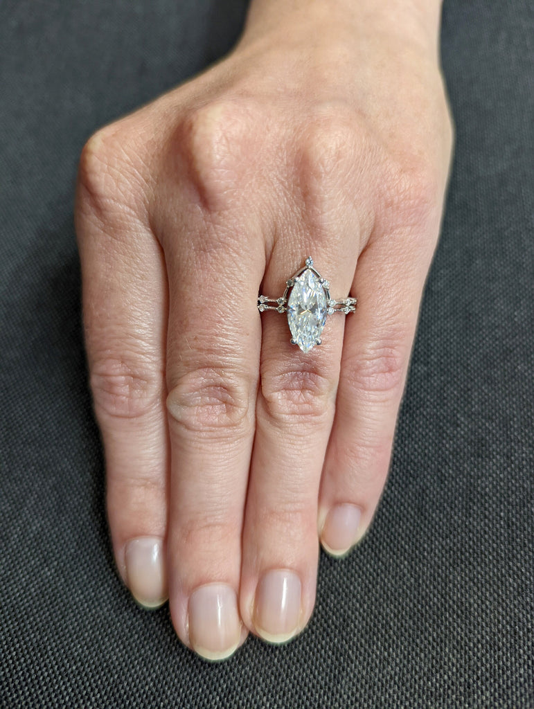 3 CT Marquise Engagement Ring, Dainty Moissanite Engagement Ring