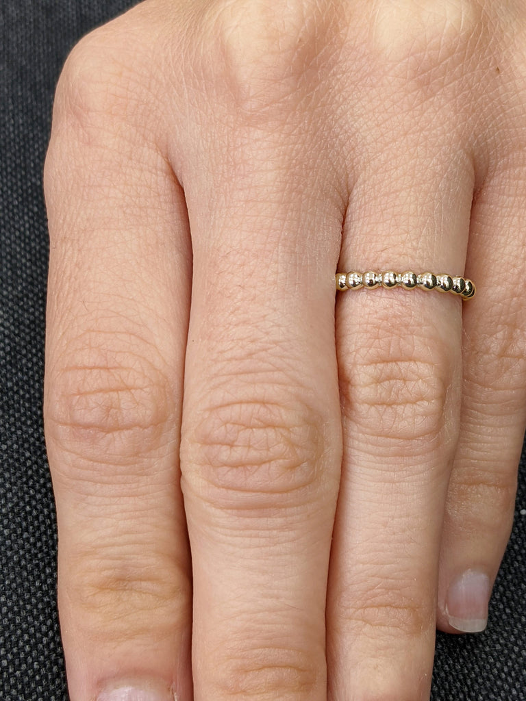 14k Solid Gold Beaded Band, Unique Stacking Ring, White, Yellow, Rose Gold, Dainty Wedding Band, Stackable Ring, Thin Gold Band, Beaded Ring