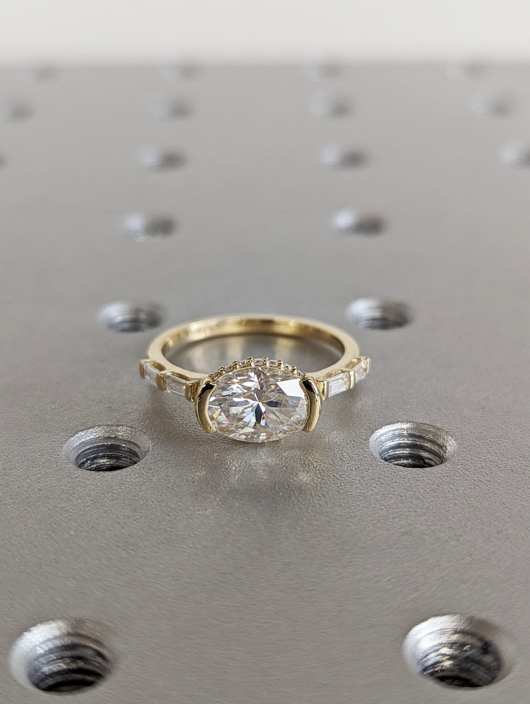 Oval Engagement Ring, 1.5Ct Crushed ice Oval cut 9*6.5mm Moissanite engagement ring, diamond hidden halo ring image #4