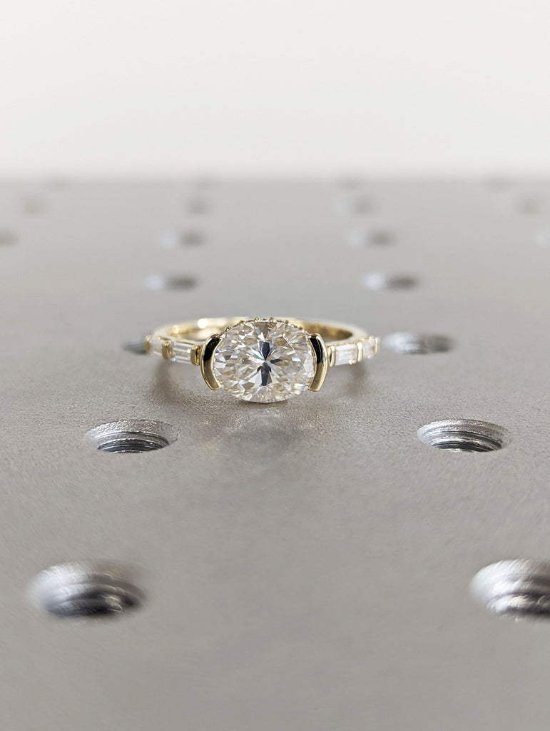 Oval Engagement Ring, 1.5Ct Crushed ice Oval cut 9*6.5mm Moissanite engagement ring, diamond hidden halo ring image #2
