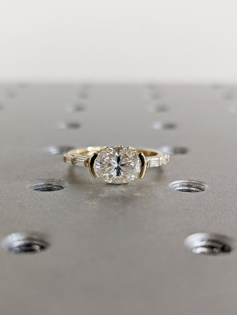 Oval Engagement Ring, 1.5Ct Crushed ice Oval cut 9*6.5mm Moissanite engagement ring, diamond hidden halo ring image #5