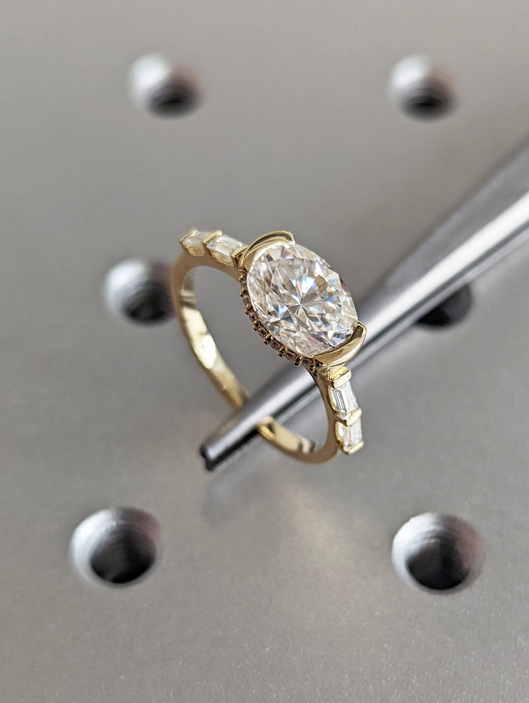 Oval Engagement Ring, 1.5Ct Crushed ice Oval cut 9*6.5mm Moissanite engagement ring, diamond hidden halo ring image #7
