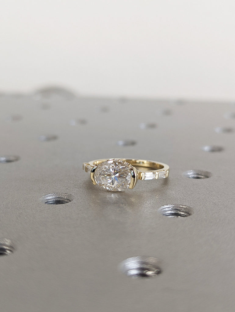 Oval Engagement Ring, 1.5Ct Crushed ice Oval cut 9*6.5mm Moissanite engagement ring, diamond hidden halo ring image #3