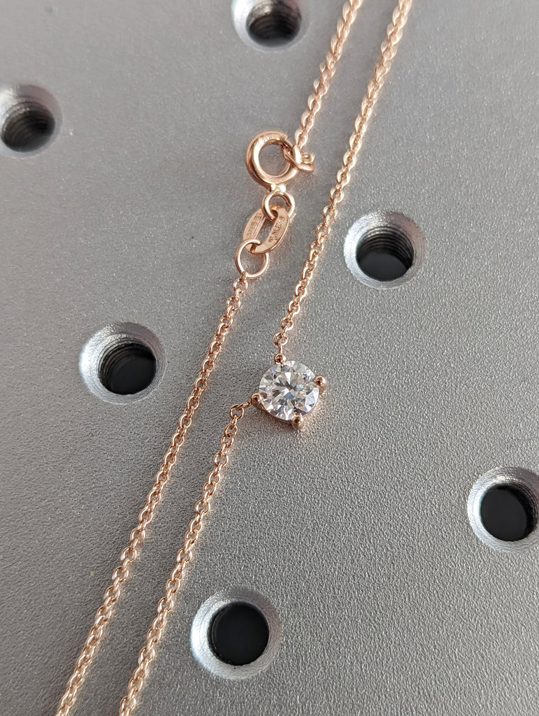 0.5CT 14kt Round Moissanite Necklace / Round Solitaire Necklace / Round Diamond Necklace /Layering Diamond Necklace /Dainty Diamond Necklace