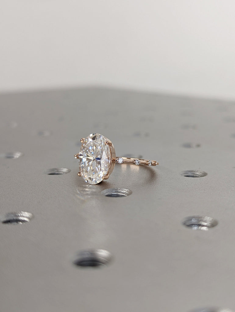 14k Rose Gold Lab Grown Diamond Ring | 3 CT Oval Lab Diamond Engagement Ring | Oval Cut Lab Created Diamond Ring | IGI Certified Lab Diamond