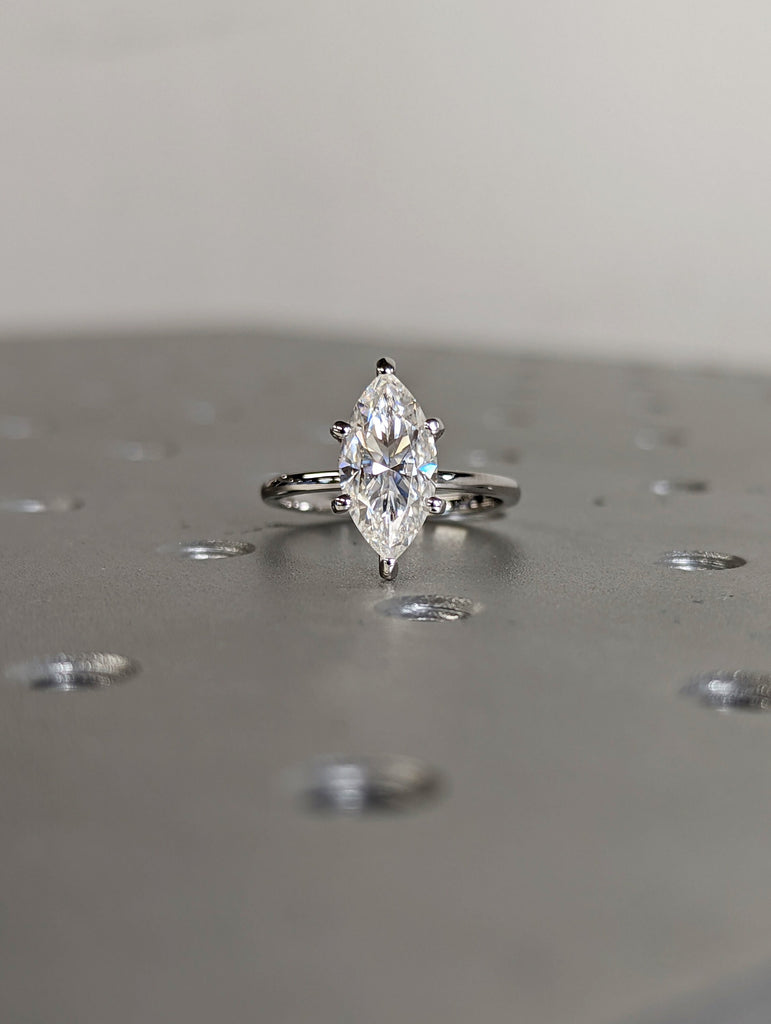 2 Carat Marquise Engagement Ring, Marquise Moissanite Solitaire Engagement Ring, Wedding Ring, Anniversary Ring 14K Solid Real White Gold