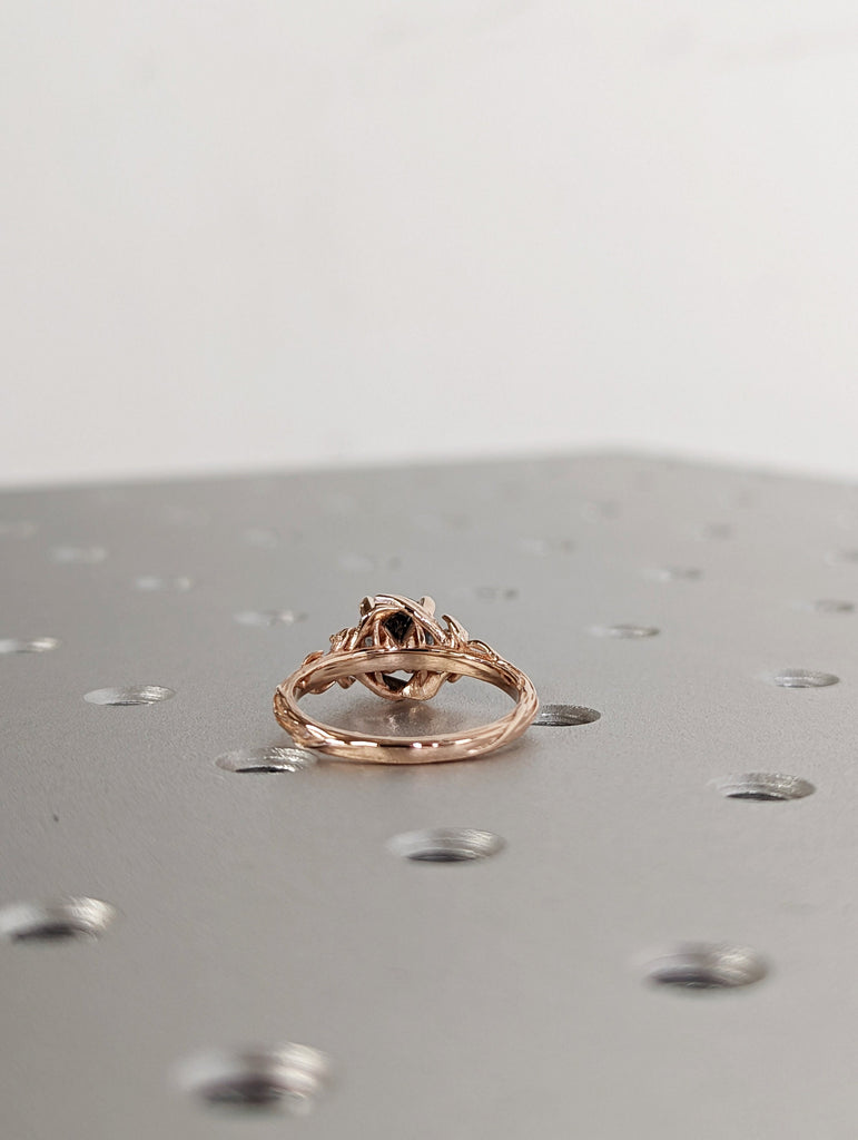 Salt & Pepper Diamond Engagement Ring, Black Diamond Ring, Rose Gold Ring, Rose Gold Diamond Engagement ring, 14K Gold Engagement Ring