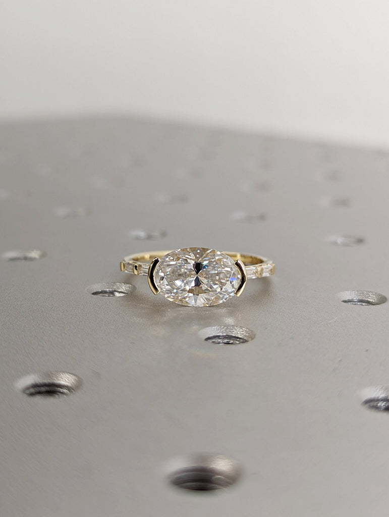 Oval Engagement Ring, 3Ct Crushed ice Oval cut 12*8mm Moissanite engagement ring, diamond hidden halo ring