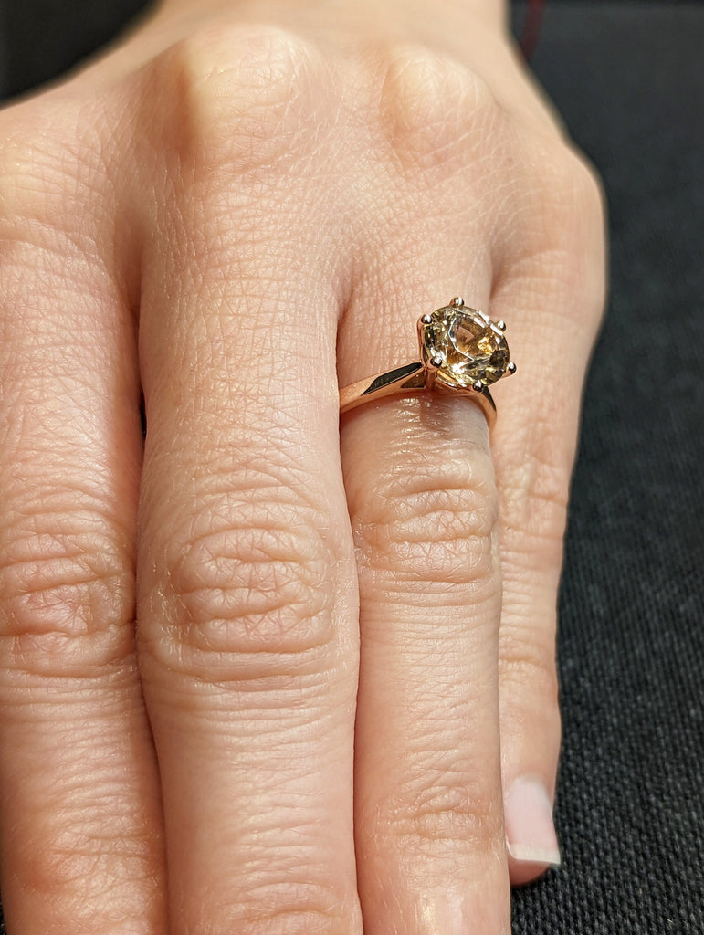 Antique Round Morganite Ring, Morganite Engagement Ring, Gold Morganite Ring, Round Cut Engagement Ring, Morganite Solitaire, Promise Ring