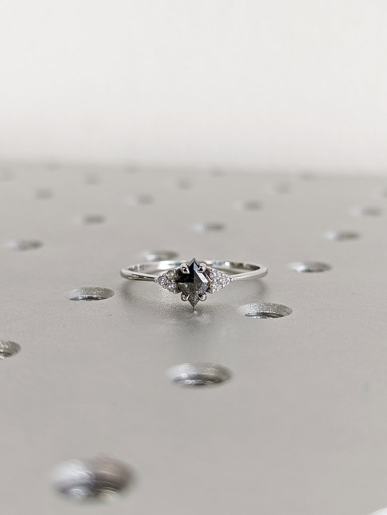 Salt and Pepper Diamond Ring | Engagement Ring | Kite Diamond Ring | Kite Ring | Kite Art Deco Ring | Natural Diamond Ring | Promise Ring