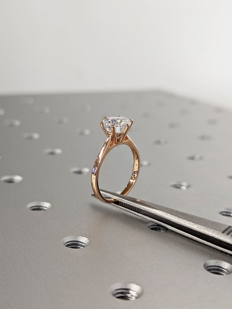 2 Carat 14K Gold Solitaire Ring/ Round Moissanite Ring / Rose Gold Moissanite Ring/ Wedding Engagement Ring/ Solitaire Moissanite Ring