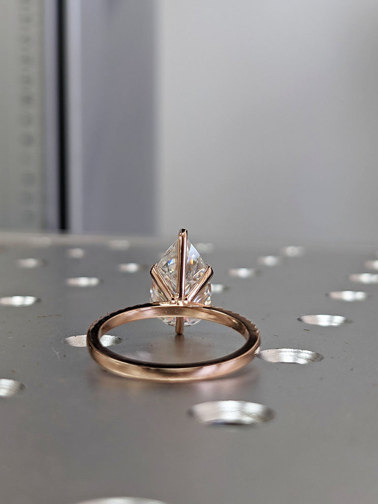 14K Solid Gold Engagement Ring /3CT Pear Moissanite Diamond Wedding Ring/Moissanite Engagement Ring/Stack Ring/Promise ring/Rose gold
