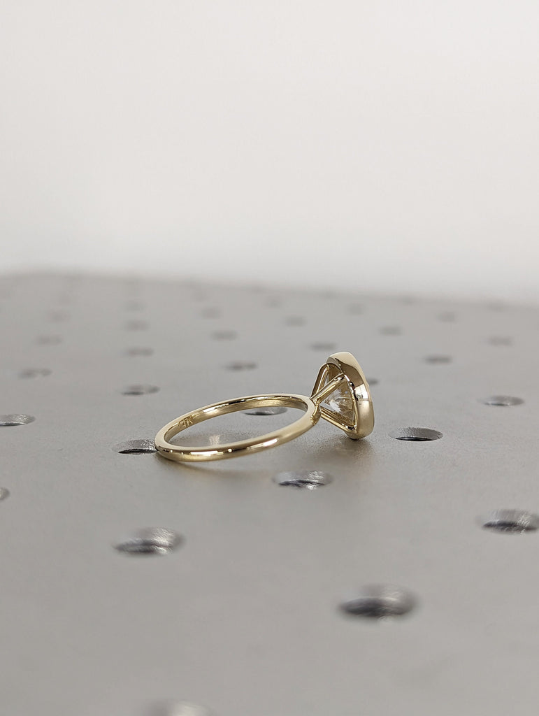 3 Carat Round Bezel Solitaire Ring Brilliant Cut Lab Diamond Engagement Ring Dainty Promise Bezel Ring Solitaire Bezel Ring image #3