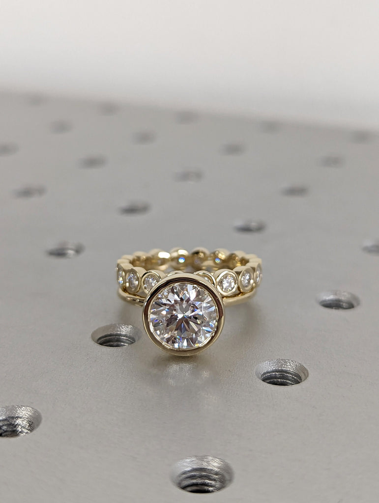 3 Carat Round Bezel Solitaire Ring Brilliant Cut Lab Diamond Engagement Ring Dainty Promise Bezel Ring Solitaire Bezel Ring image #7
