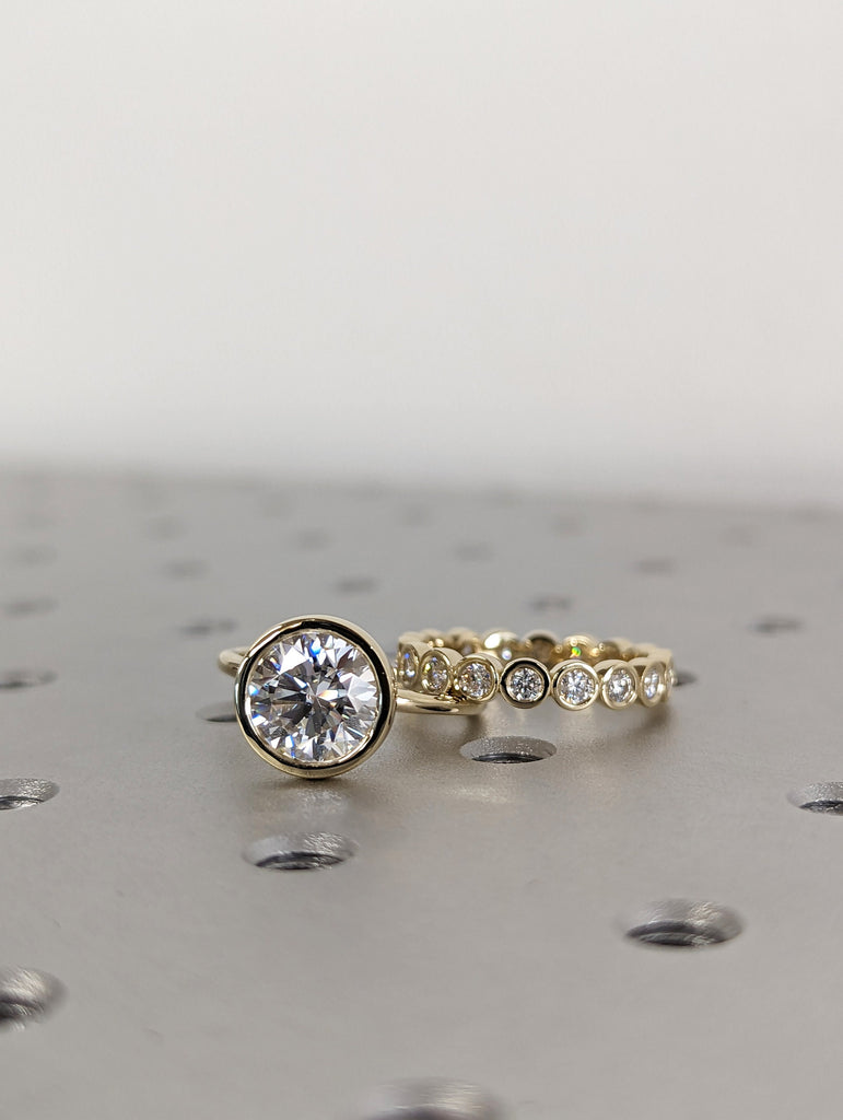 3 Carat Round Bezel Solitaire Ring Brilliant Cut Lab Diamond Engagement Ring Dainty Promise Bezel Ring Solitaire Bezel Ring image #5
