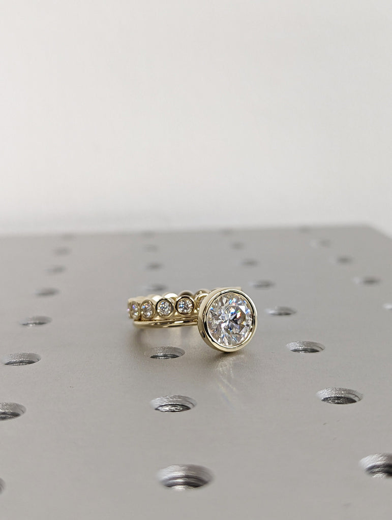 3 Carat Round Bezel Solitaire Ring Brilliant Cut Lab Diamond Engagement Ring Dainty Promise Bezel Ring Solitaire Bezel Ring image #8