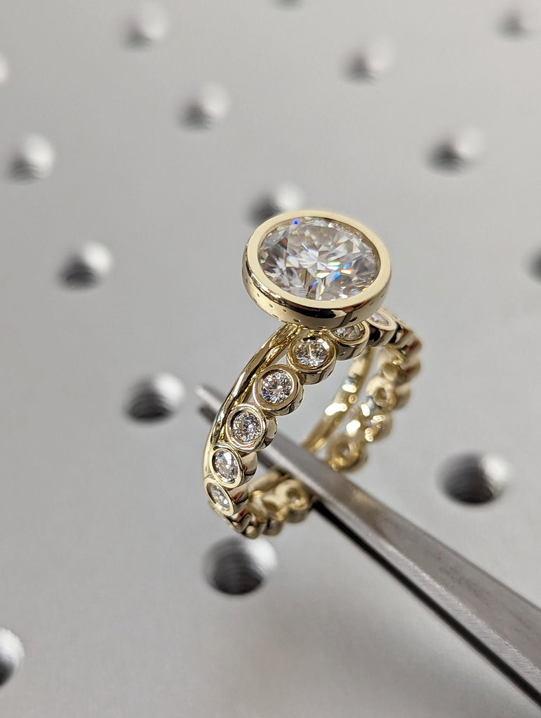 3 Carat Round Bezel Solitaire Ring Brilliant Cut Lab Diamond Engagement Ring Dainty Promise Bezel Ring Solitaire Bezel Ring image #9