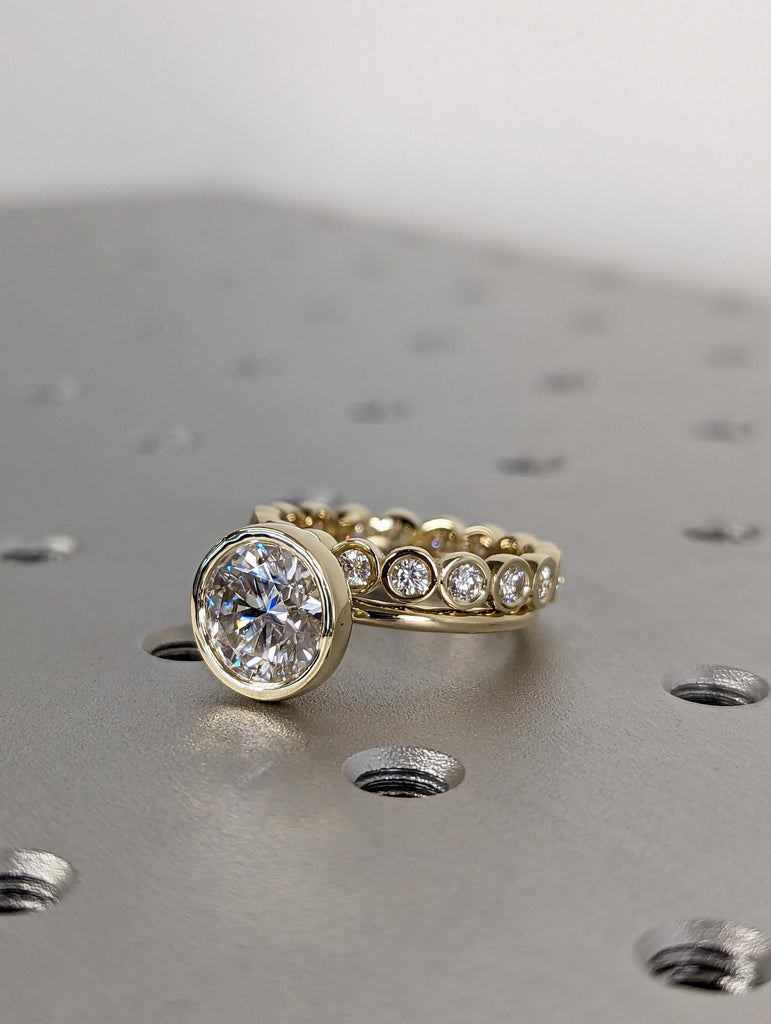 3 Carat Round Bezel Solitaire Ring Brilliant Cut Lab Diamond Engagement Ring Dainty Promise Bezel Ring Solitaire Bezel Ring image #1
